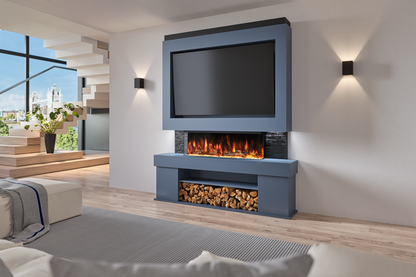 Pre-Built Media Wall With Electric Fire