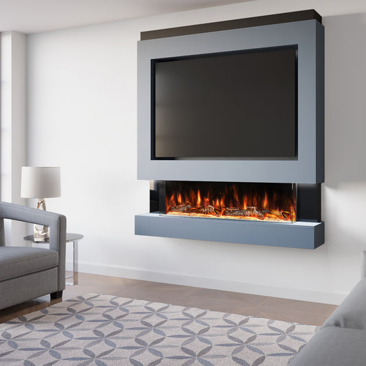 Evolution Fires Pre-built media wall with electric fireplace