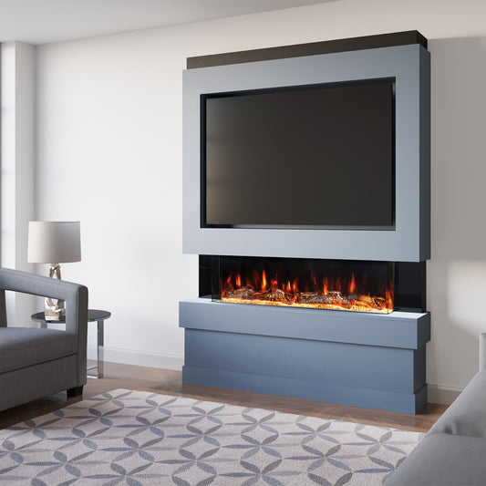 Evolution Fires Pre-built media wall with electric fireplace