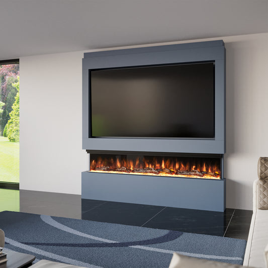 Evolution Fires Pre-built media wall with electric fireplace