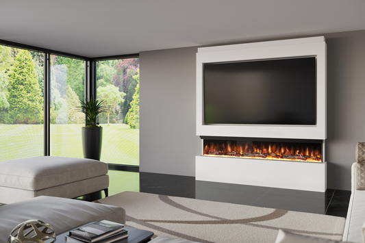 Pre-Built Media Wall With Electric Fire