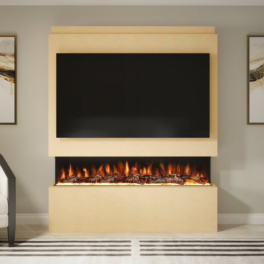Evolution Fires Pre-built media wall with electric fireplace