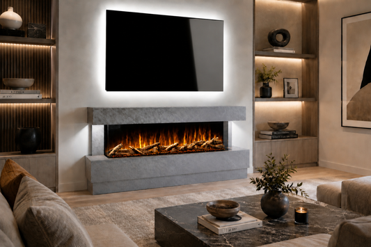 Evolution Fires - Raphael Electric Fireplace Suite - Grey Stone Effect
