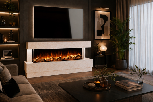 Evolution Fires - Raphael Electric Fireplace Suite  (Pearl Stone Effect)
