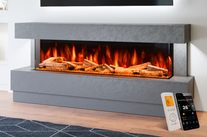 Evolution Fires - Raphael Electric Fireplace Suite - Grey Stone Effect