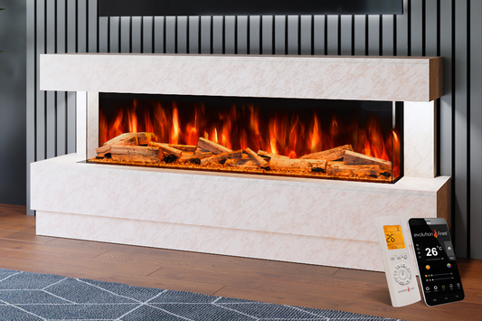 Evolution Fires - Raphael Electric Fireplace Suite  (Pearl Stone Effect)