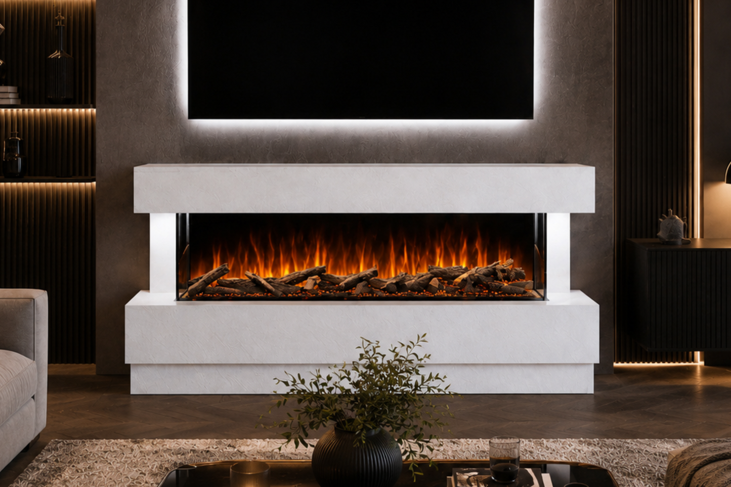 Evolution Fires Raphael Electric Fireplace Suite (White Stone Effect)