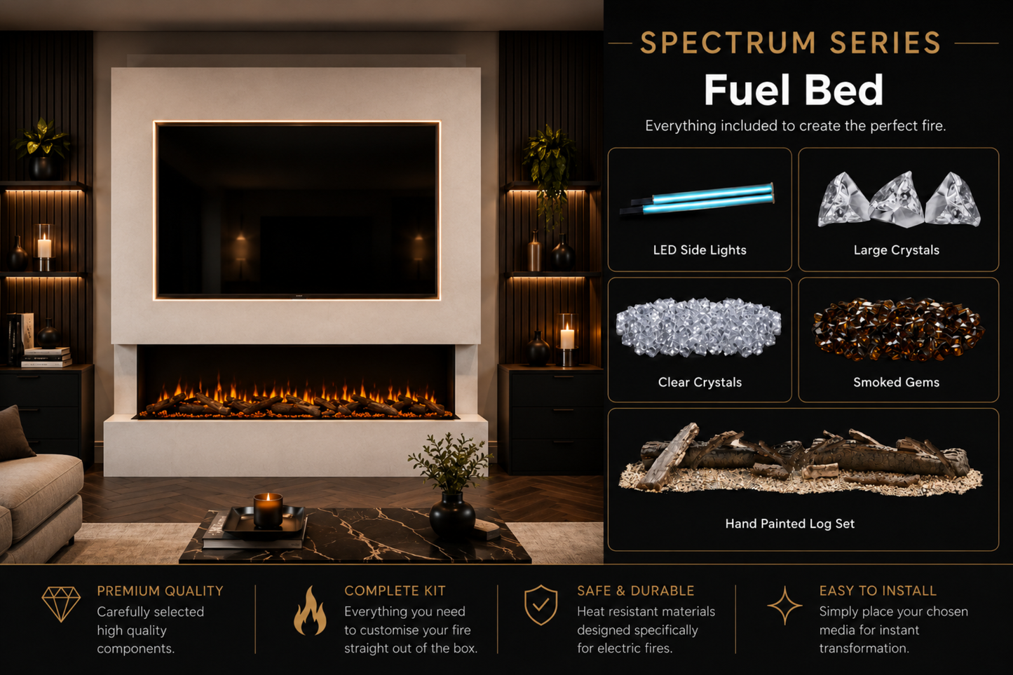 Evolution Fires Spectrum Slimline Series 50 Inch Media Wall Electric Fire