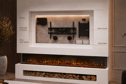 Evolution Fires - Pre-Built Media Wall Package 20 including Electric Fire
