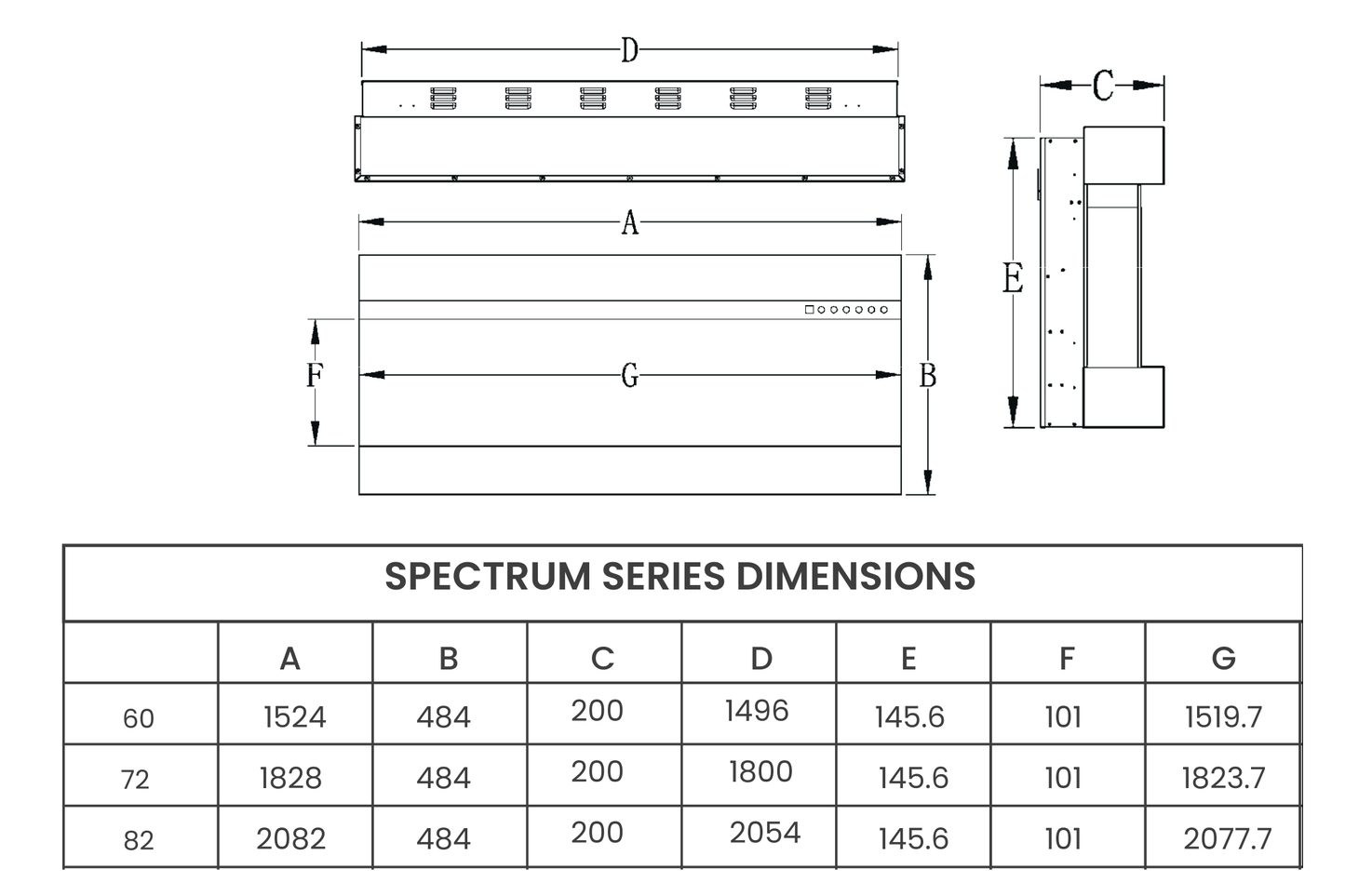 Evolution Fires Spectrum Slimline Series 50 Inch Media Wall Electric Fire