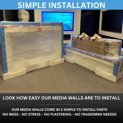 Pre-Built Media Wall With Electric Fireplace - Package 3