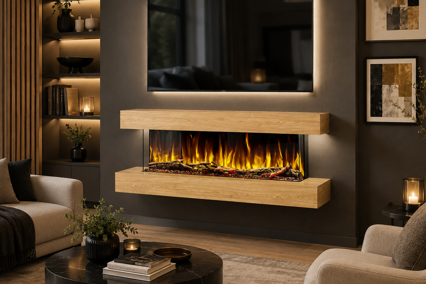 Evolution Fires Studio 4 - Oak Wall-Mounted Electric Fireplace