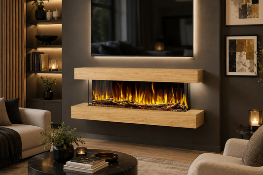 Evolution Fires Studio 4 - Oak Wall-Mounted Electric Fireplace