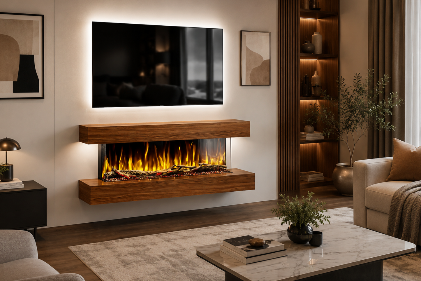 Evolution Fires - Studio 5 Walnut Wall-Mounted Electric Fireplace