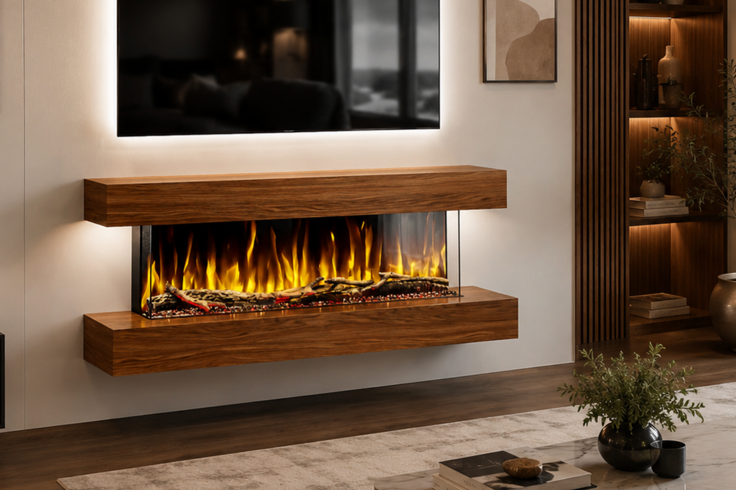 Evolution Fires - Studio 5 Walnut Wall-Mounted Electric Fireplace
