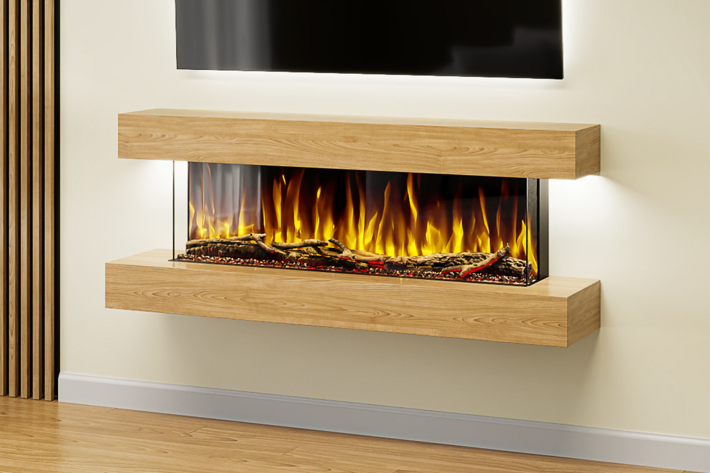 Evolution Fires Studio 4 - Oak Wall-Mounted Electric Fireplace