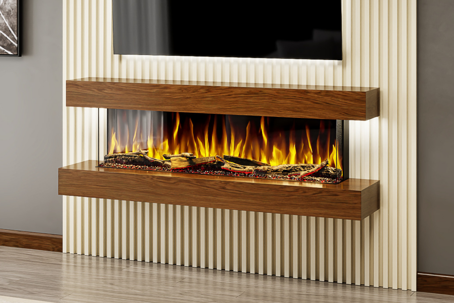 Evolution Fires - Studio 5 Walnut Wall-Mounted Electric Fireplace