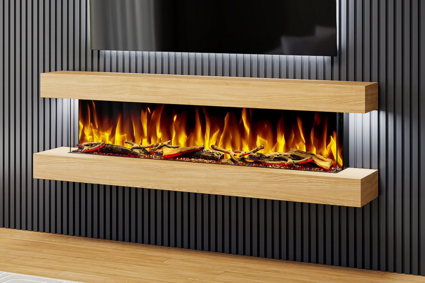 Evolution Fires - Studio 6 Oak Wall-Mounted Electric Fireplace