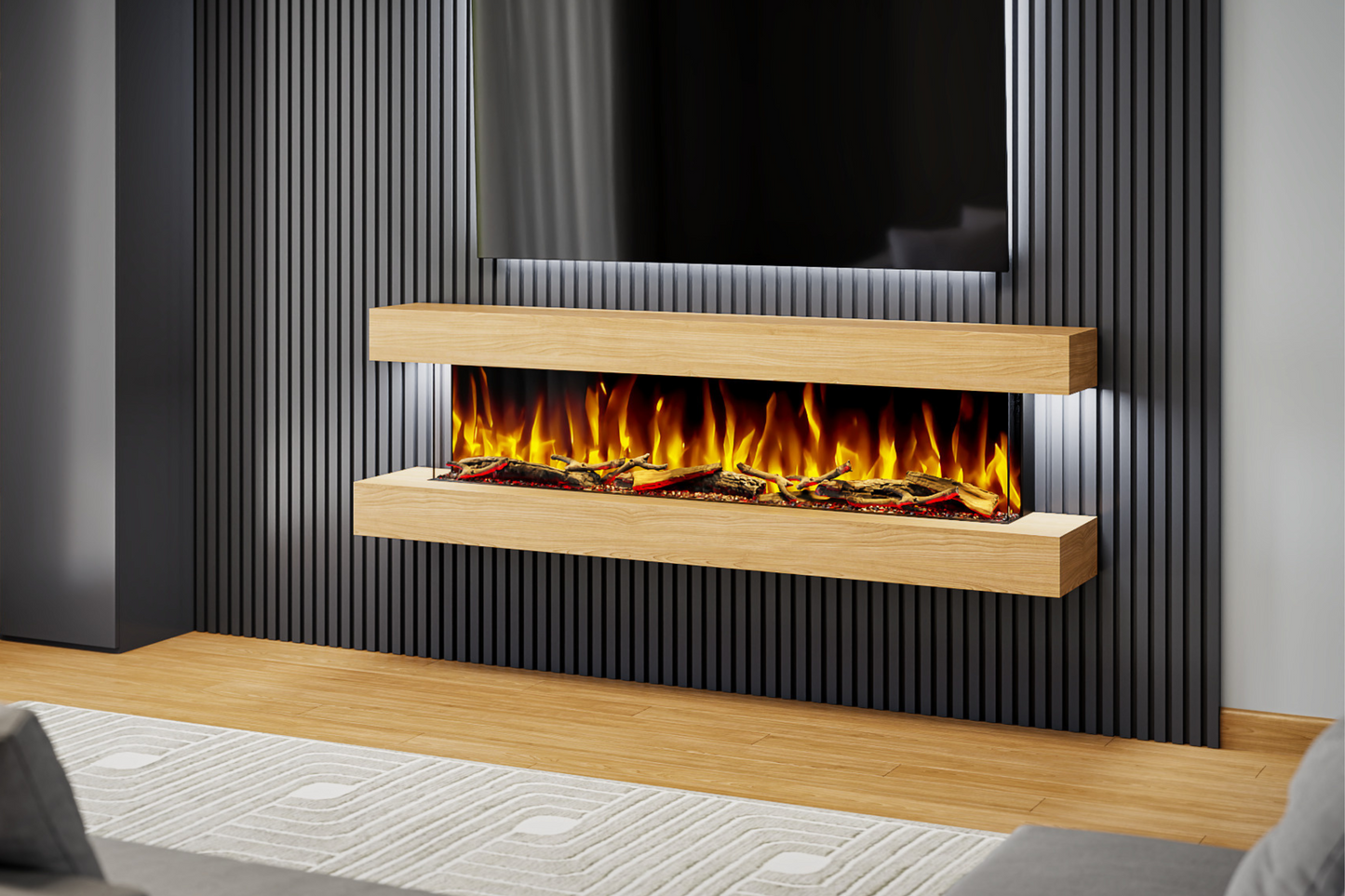 Evolution Fires - Studio 6 Oak Wall-Mounted Electric Fireplace