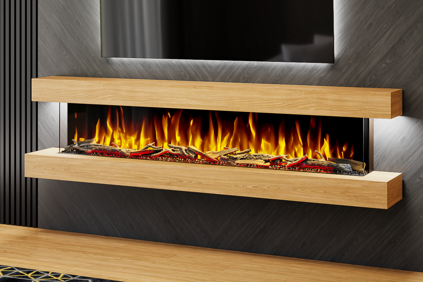 Evolution Fires - Studio 7 Oak Wall-Mounted Electric Fireplace