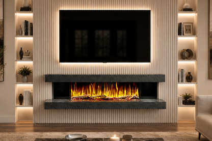 Evolution Fires - Vegas 72 - Wall-Mounted Electric Fireplace Black Textured