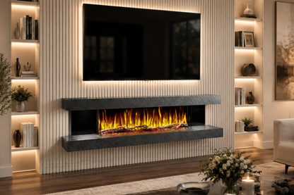 Evolution Fires - Vegas 72 - Wall-Mounted Electric Fireplace Black Textured