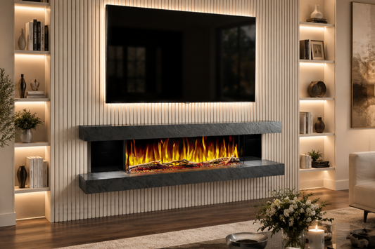 Evolution Fires - Vegas 72 - Wall-Mounted Electric Fireplace Black Textured