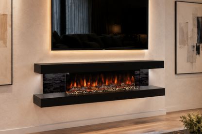 Evolution Fires - Vegas 72 - Wall-Mounted Electric Fire (Black, Black Stone)