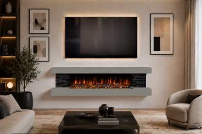 Evolution Fires - Vegas 72 - Wall-Mounted Electric Fireplace  (Gray, Black Stone)