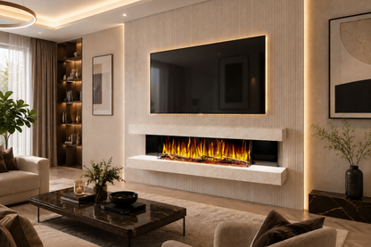 Evolution Fires - Vegas 72 - Wall-Mounted Electric Fireplace Pearl Textured
