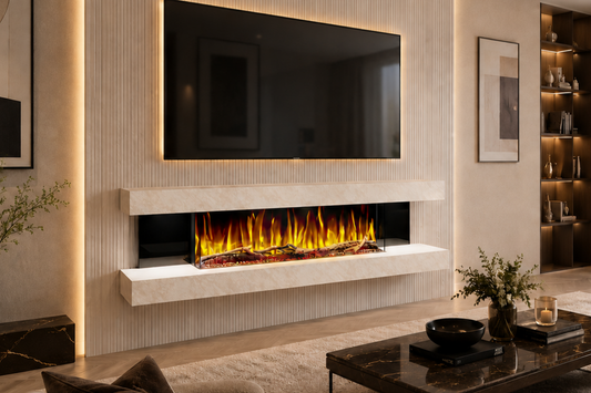 Evolution Fires - Vegas 72 - Wall-Mounted Electric Fireplace Pearl Textured