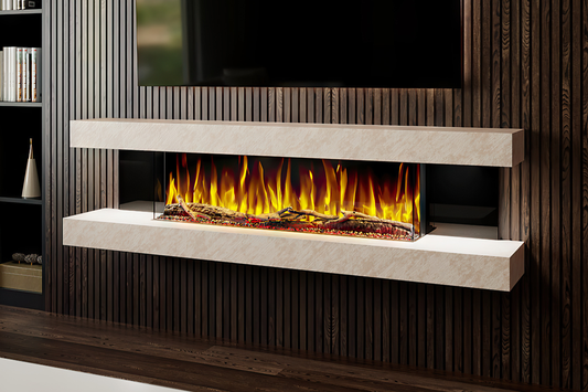 Evolution Fires - Vegas 72 - Wall-Mounted Electric Fireplace Pearl Textured