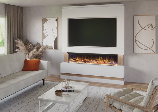 Pre-Built Media Wall With Electric Fire