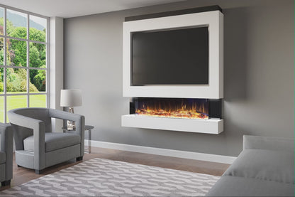 Pre-Built Media Wall With Electric Fireplace by Evolution Fires