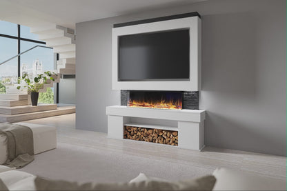 Pre-Built Media Wall With Electric Fire