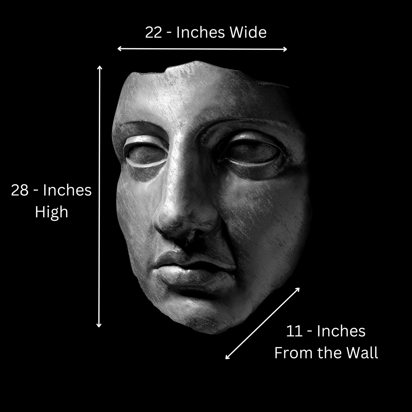 Extra Large 3D Wall Art Face Sculpture ( Platinum Venetian Plaster)