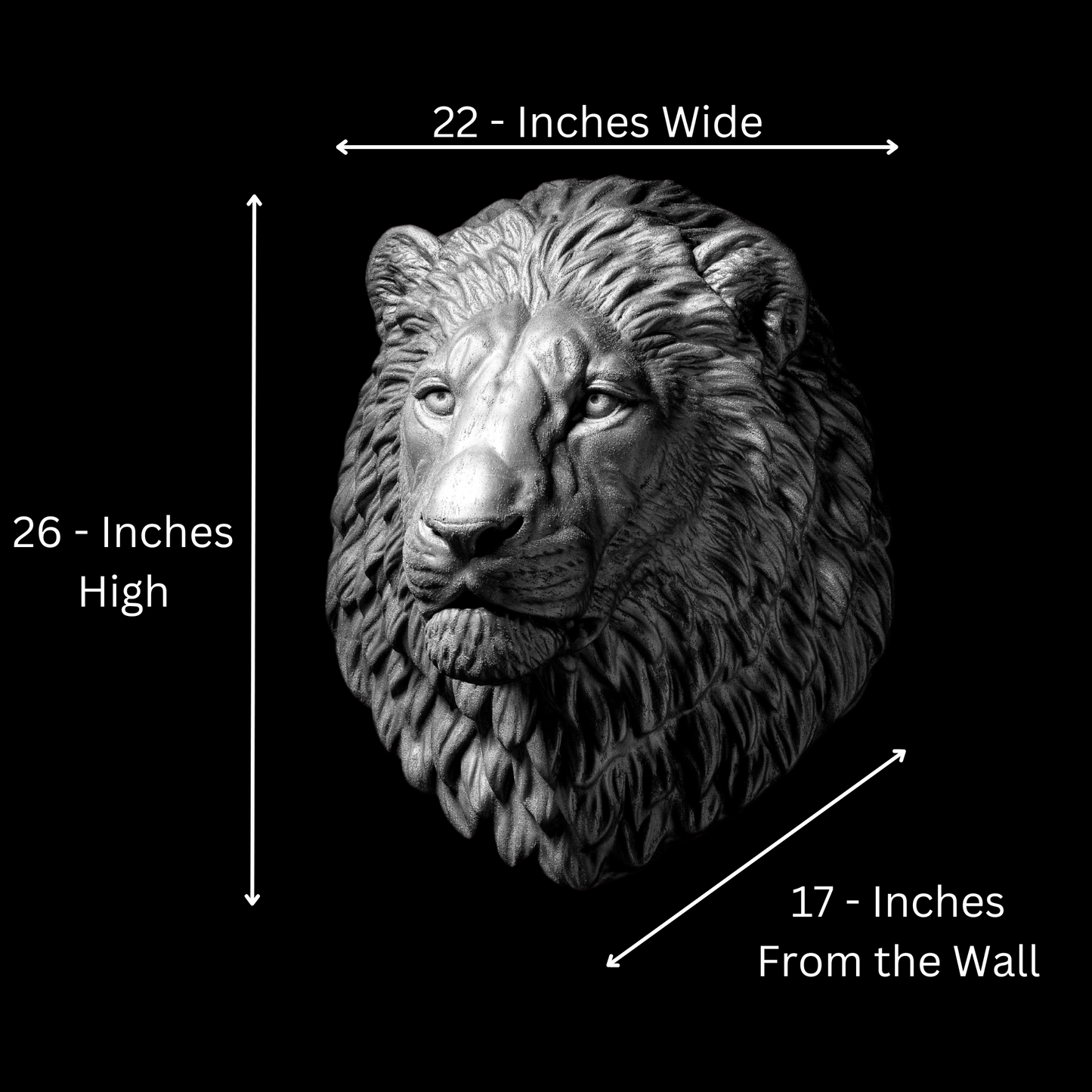 Extra Large 3D Wall Art Lion Sculpture (Platinum Venetian Plaster)