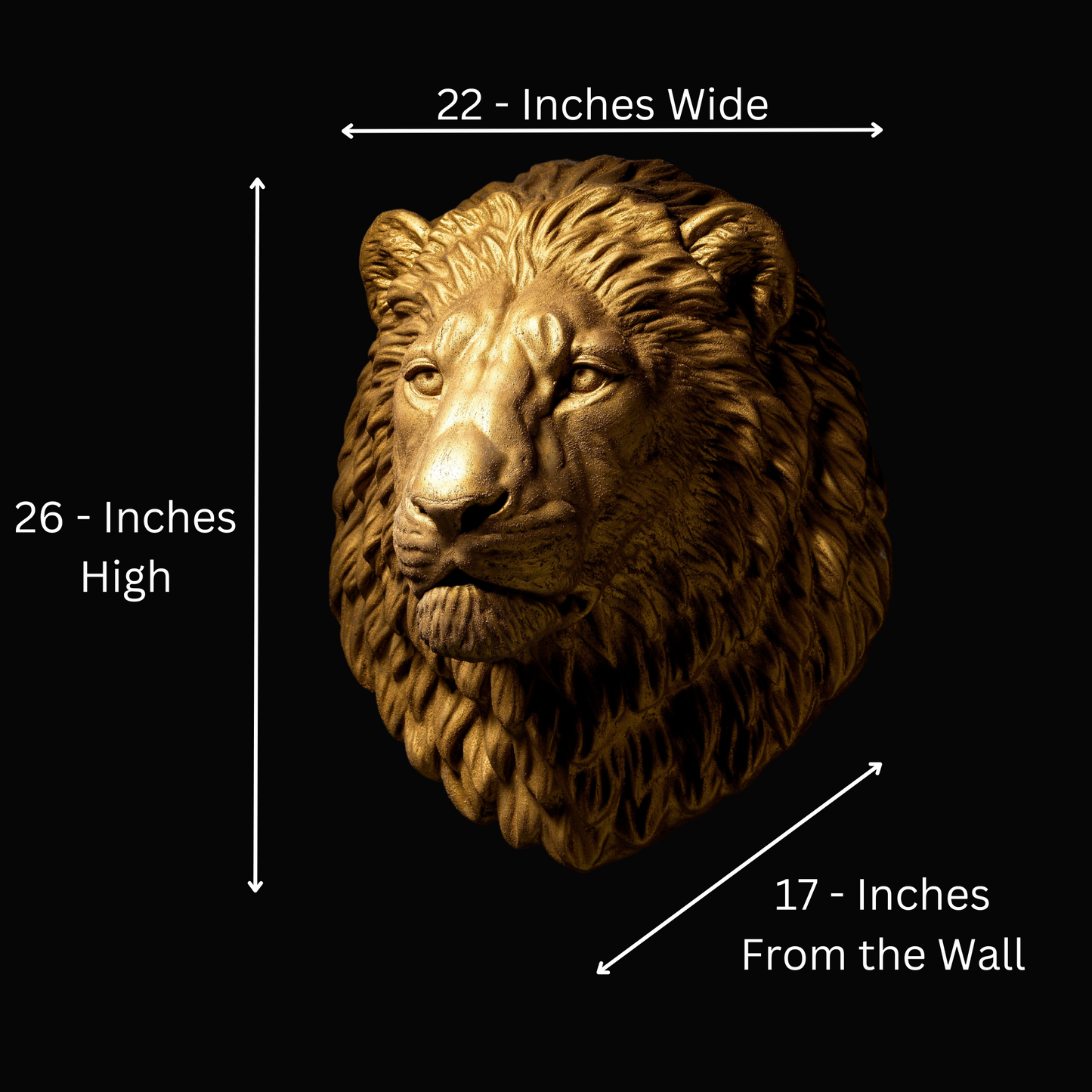 Extra Large 3D Wall Art Lion Sculpture (Gold Venetian Plaster)