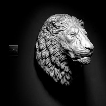 Extra Large 3D Wall Art Lion Sculpture (Platinum Venetian Plaster)