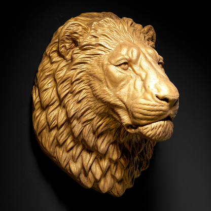 Extra Large 3D Wall Art Lion Sculpture (Gold Venetian Plaster)