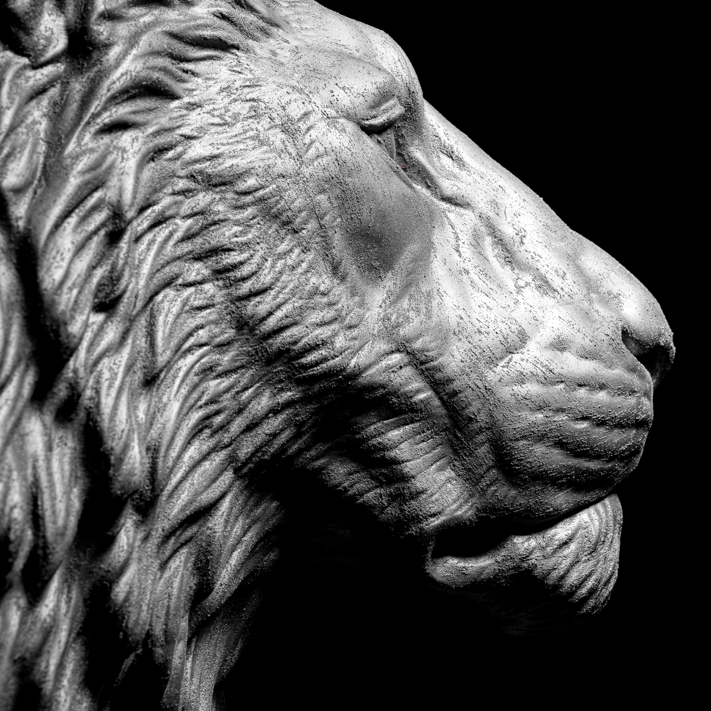 Extra Large 3D Wall Art Lion Sculpture (Platinum Venetian Plaster)