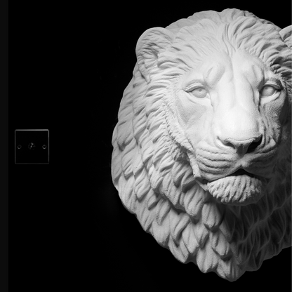 Extra Large 3D Wall Art Lion Sculpture (White Venetian Plaster)