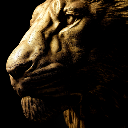 Extra Large 3D Wall Art Lion Sculpture (Gold Venetian Plaster)