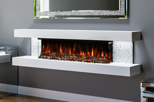 Crystal 72 - Wall-Mounted Electric Fire (White, Glitter)