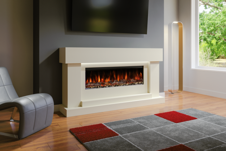 Evolution Fires - Neon Electric Fireplace Suite (Cream)