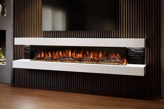 Landscape 96 Black Stone Wall Mounted Electric Fireplace