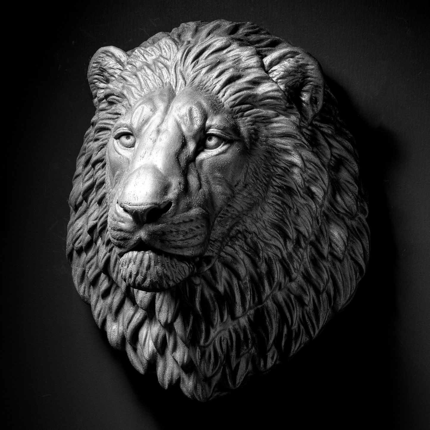 Extra Large 3D Wall Art Lion Sculpture (Platinum Venetian Plaster)