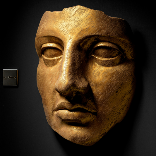 Extra Large 3D Wall Art Face Sculpture (Gold Venetian Plaster)