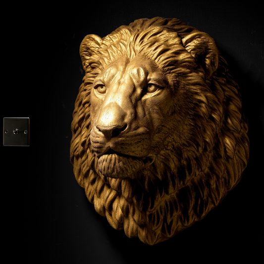 Extra Large 3D Wall Art Lion Sculpture (Gold Venetian Plaster)