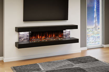 Vegas 72 - Wall-Mounted Electric Fire (Black, Grey Stone)